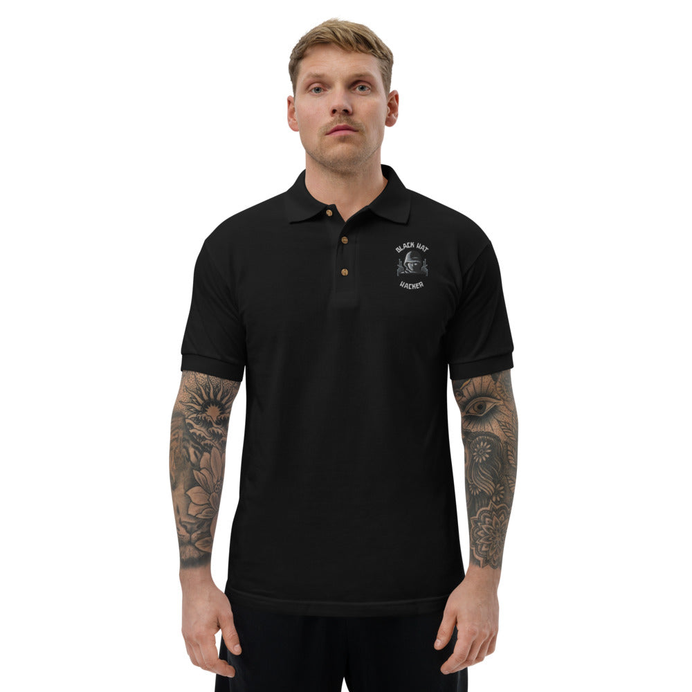 Black Hat Hacker - Embroidered Polo Shirt by DarkByteGear