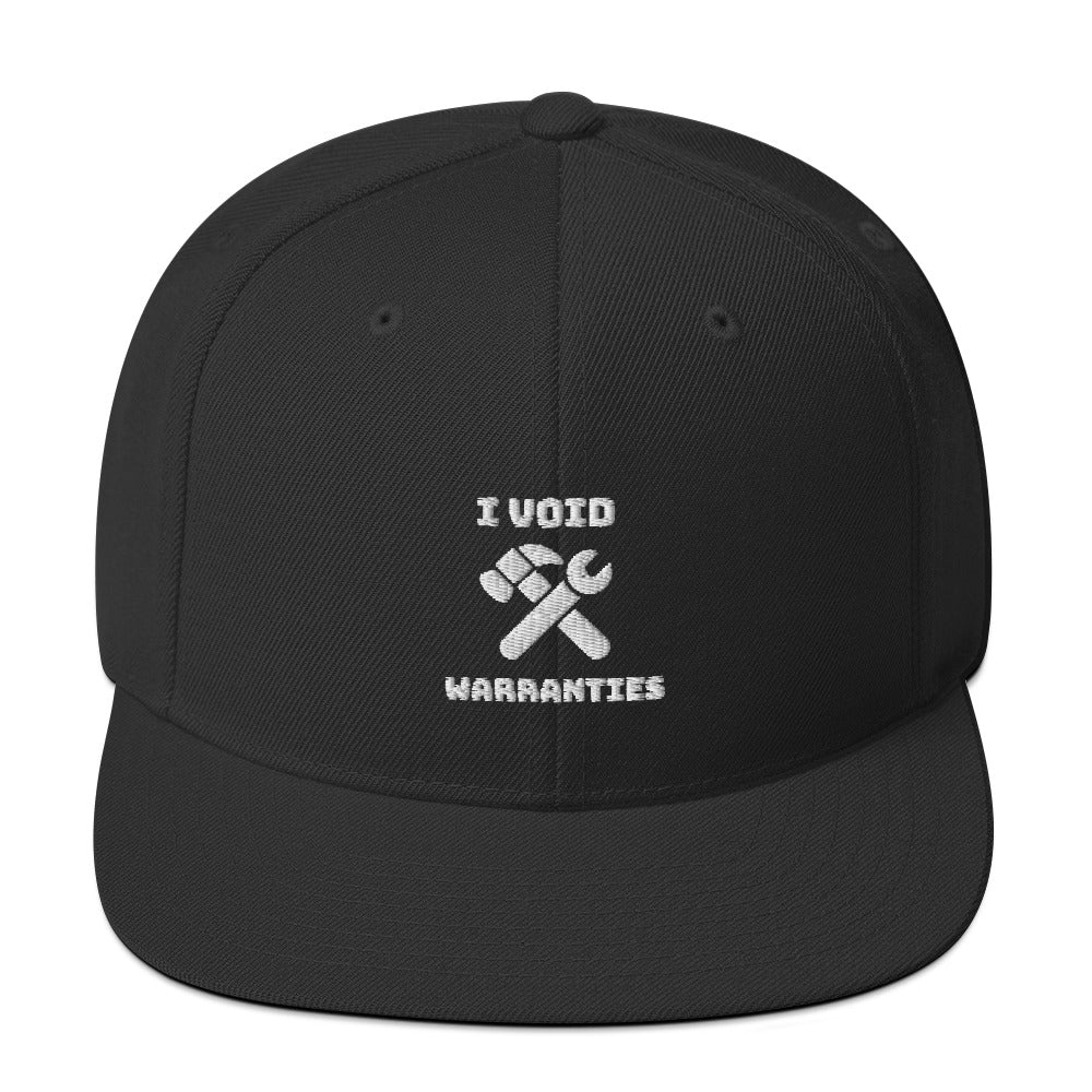 I void warranties - Snapback Hat (white text) by DarkByteGear