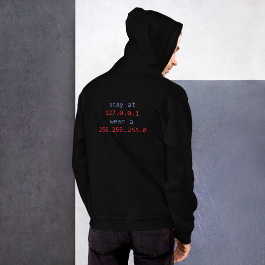 stay at at home, wear a mask v1 - Unisex Hoodie (with back design) by DarkByteGear