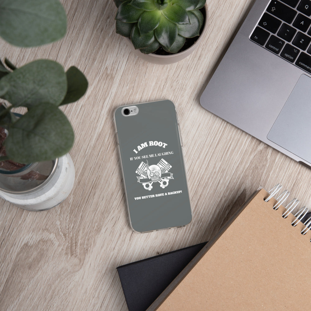 I Am Root If You See Me Laughing You Better Have A Backup - iPhone Case (grey) by DarkByteGear