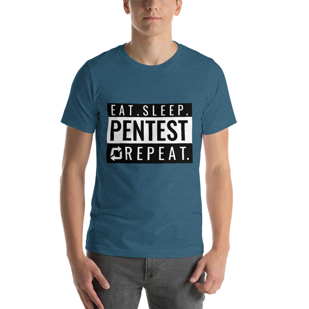 Eat sleep pentest repeat - Short-Sleeve Unisex T-Shirt (white) by DarkByteGear