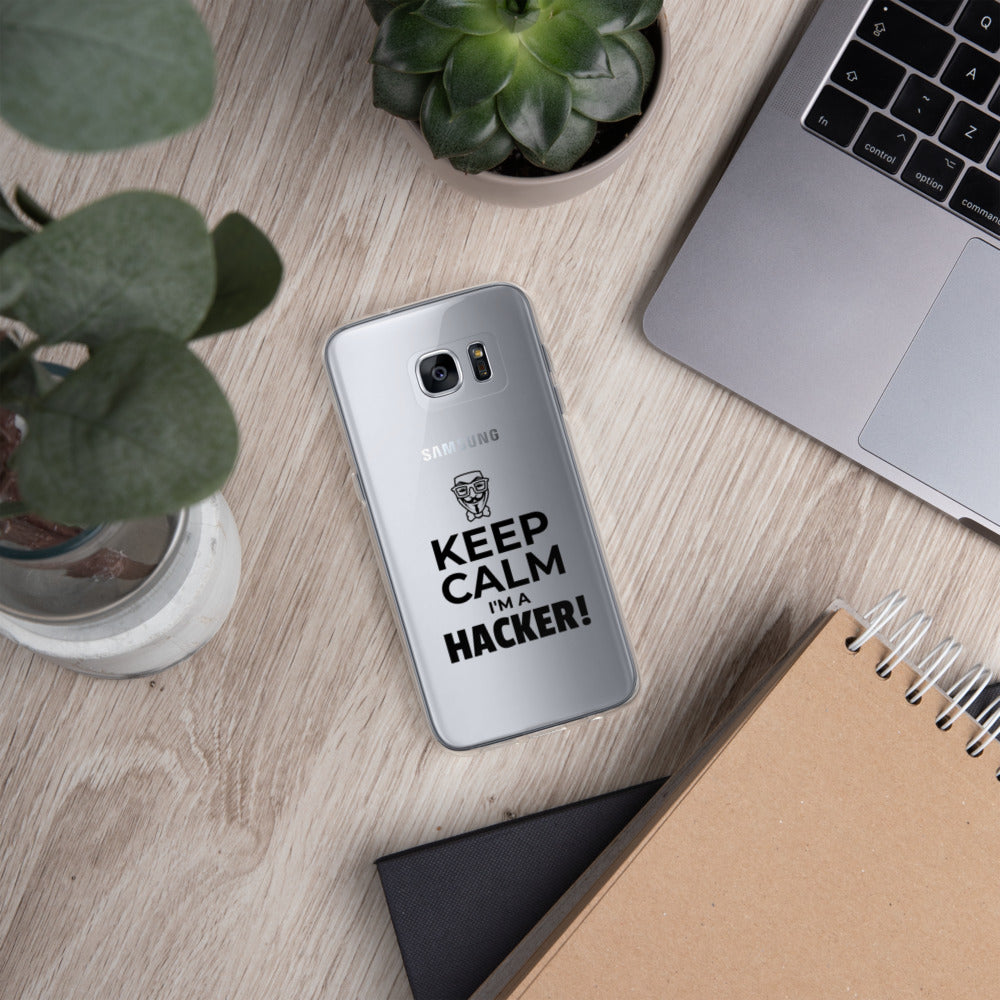 Keep Calm I'm a hacker! - Samsung Case (black text) by DarkByteGear