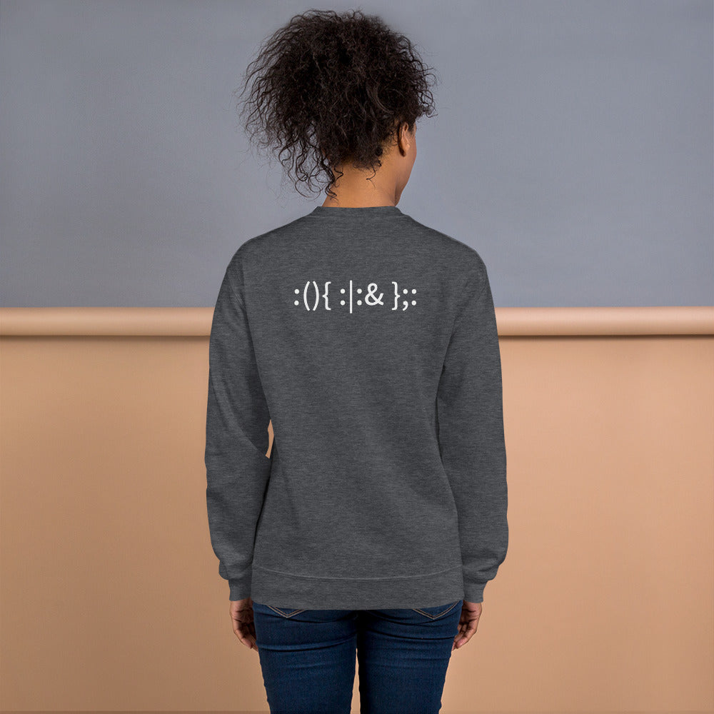 Linux Hackers - Bash Fork Bomb - Unisex Sweatshirt (with back design) by DarkByteGear