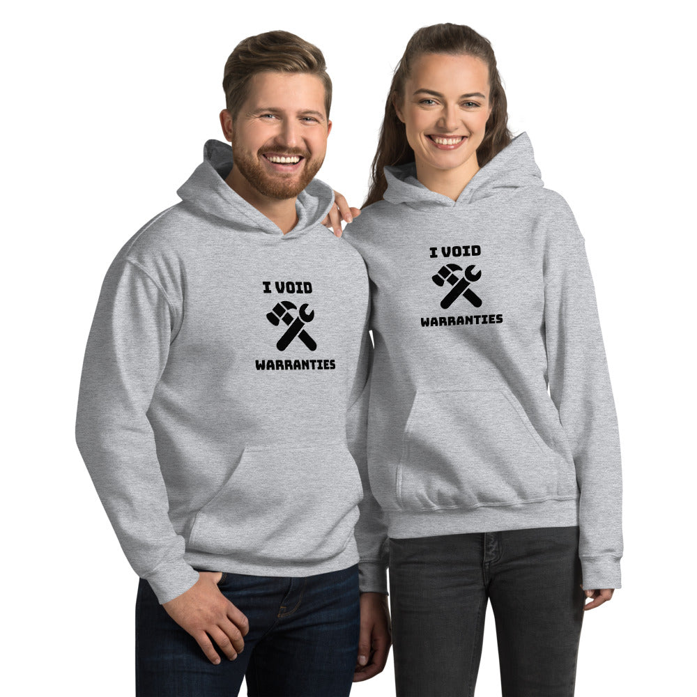 I void warranties - Unisex Hoodie (black text) by DarkByteGear
