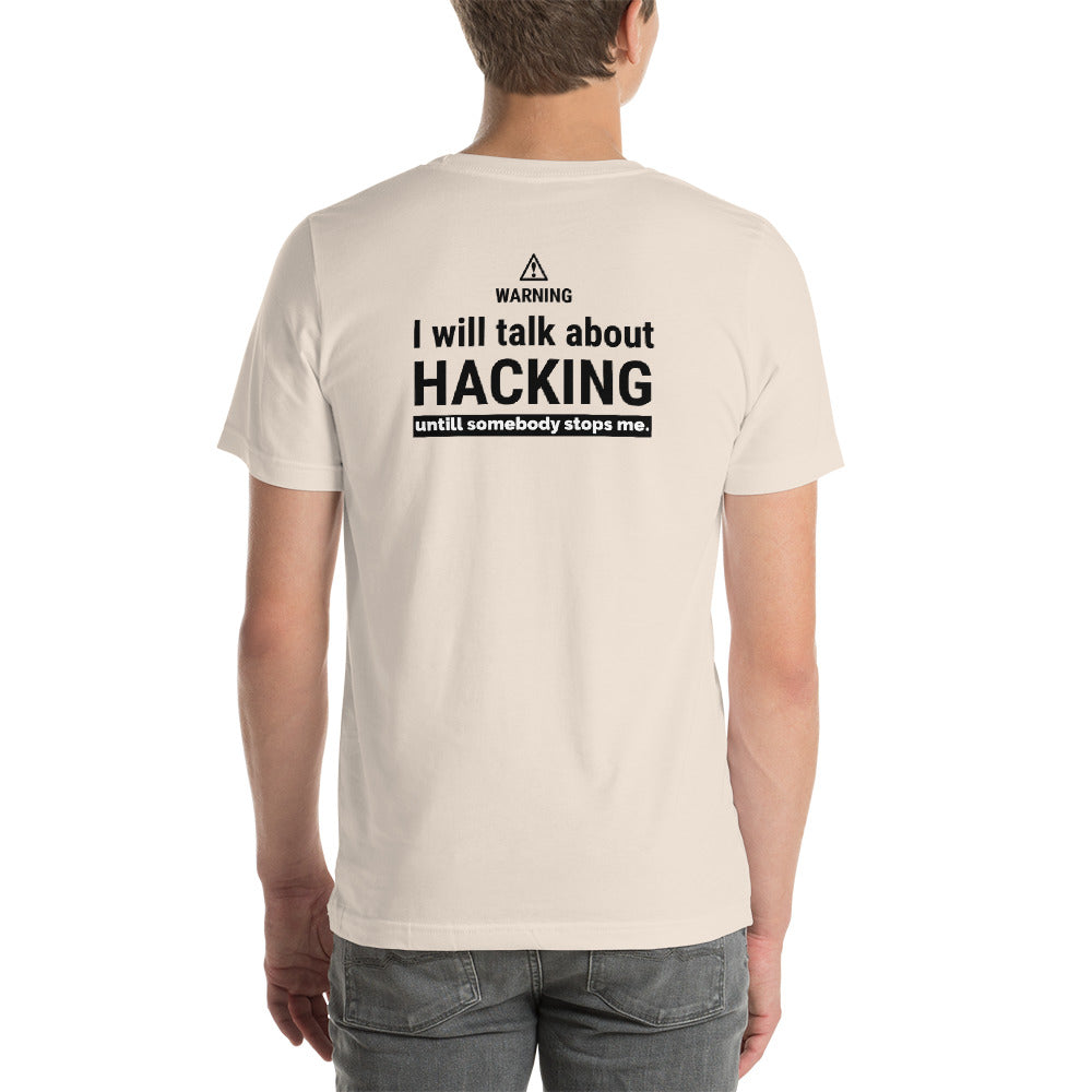 I will talk about HACKING - Short-Sleeve Unisex T-Shirt (black text) by DarkByteGear