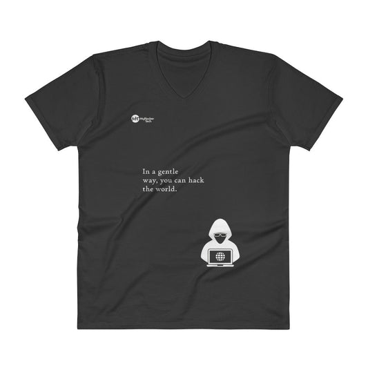 You can hack the world - V-Neck T-Shirt (white text) by DarkByteGear