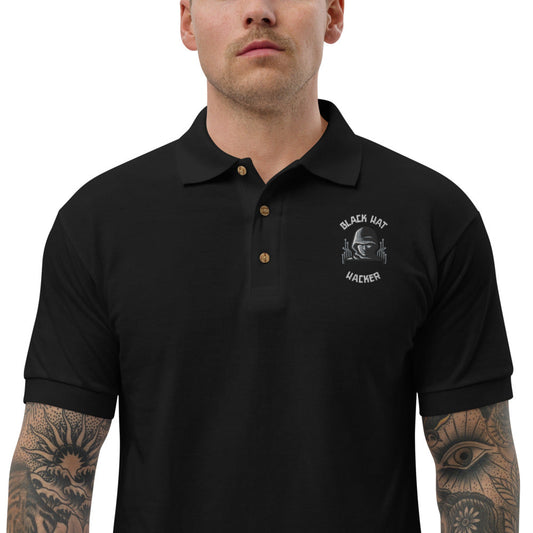 Black Hat Hacker - Embroidered Polo Shirt by DarkByteGear