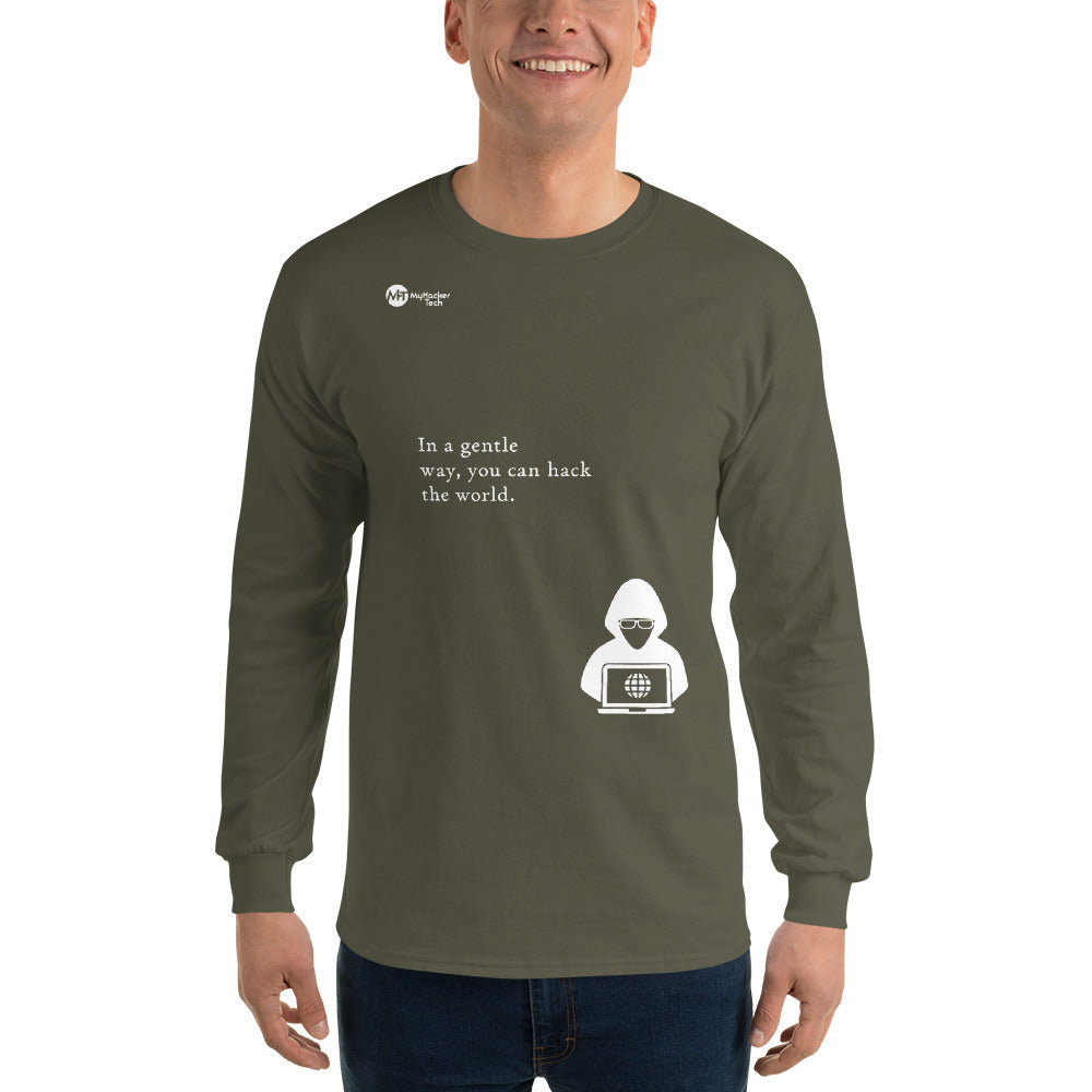 You can hack the world - Long Sleeve T-Shirt (white text) by DarkByteGear