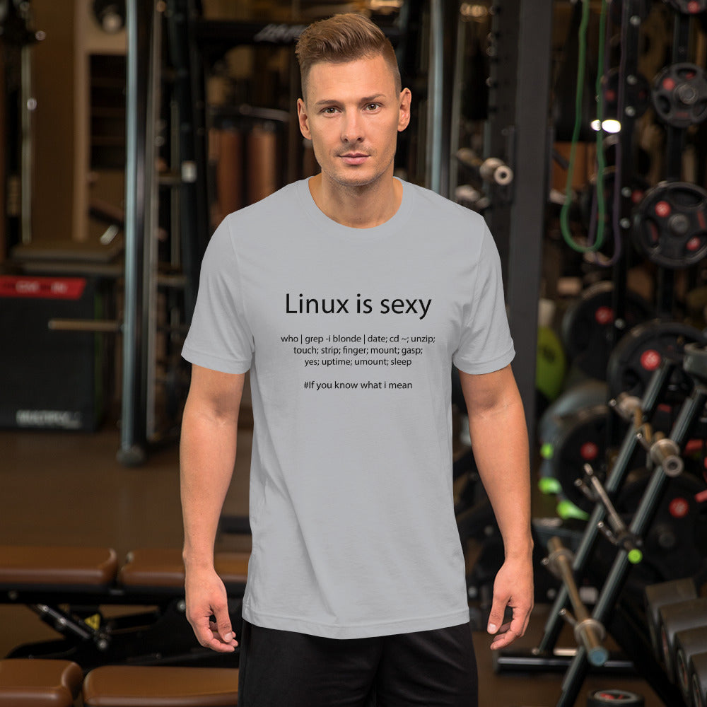 Linux is sexy - Short-Sleeve Unisex T-Shirt (Black text) by DarkByteGear
