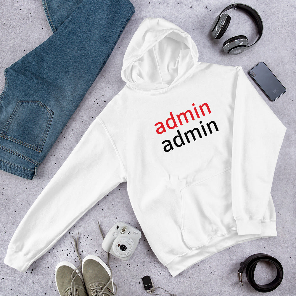 admin admin - Hooded Sweatshirt (black text) by DarkByteGear