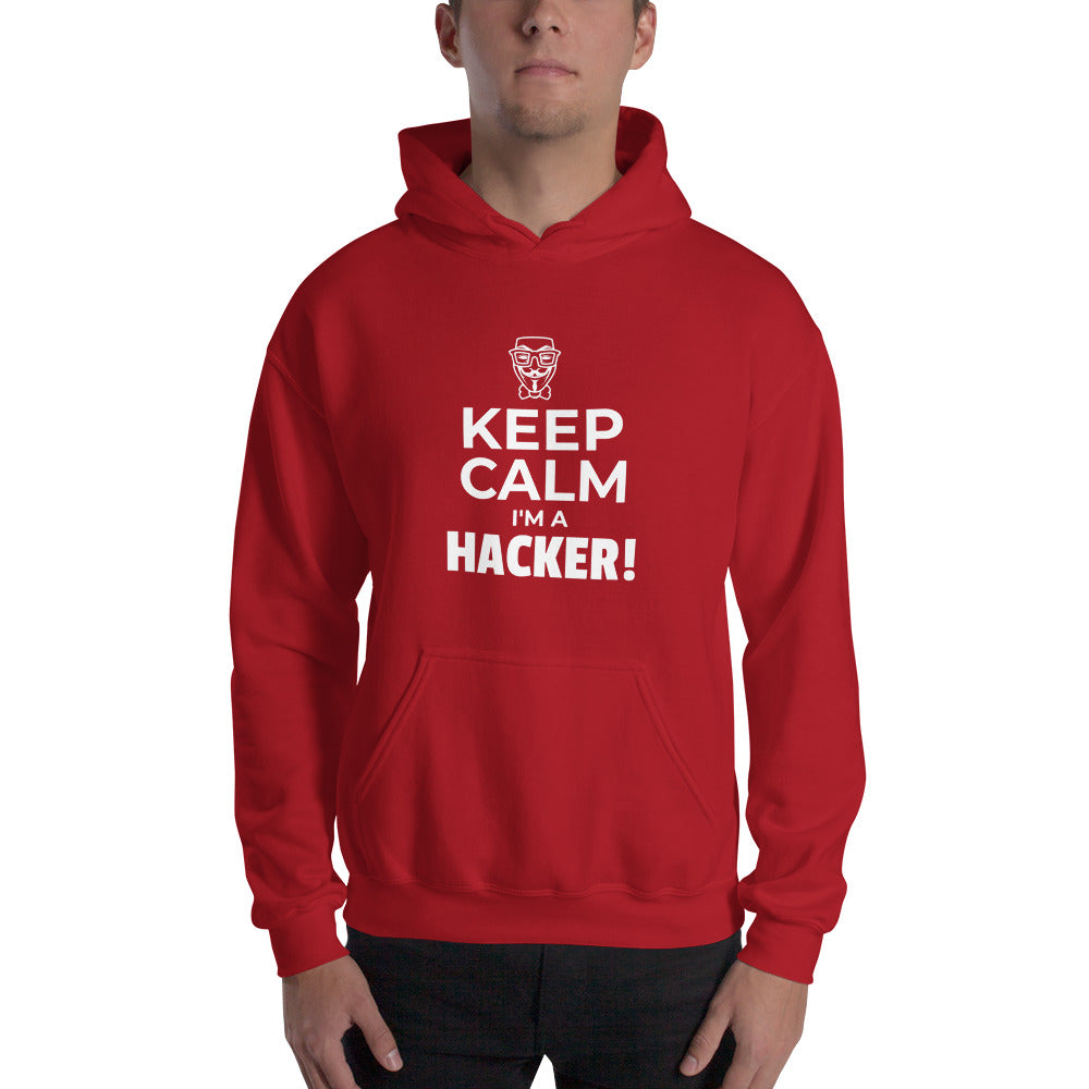 Keep Calm I'm a hacker! - Hooded Sweatshirt (white text) by DarkByteGear