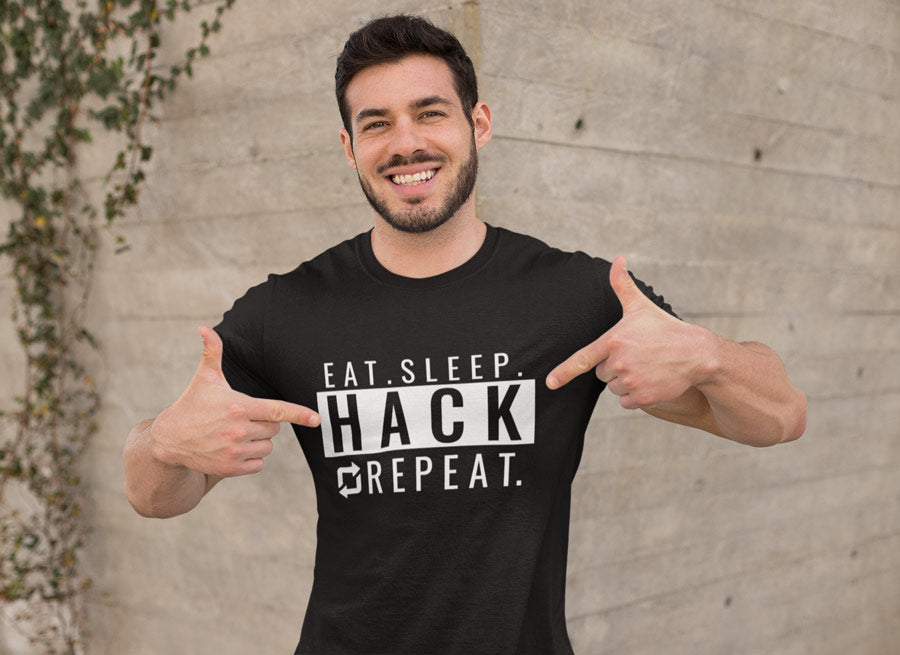 Eat seep hack repeat - Short-Sleeve Unisex T-Shirt (back) by DarkByteGear