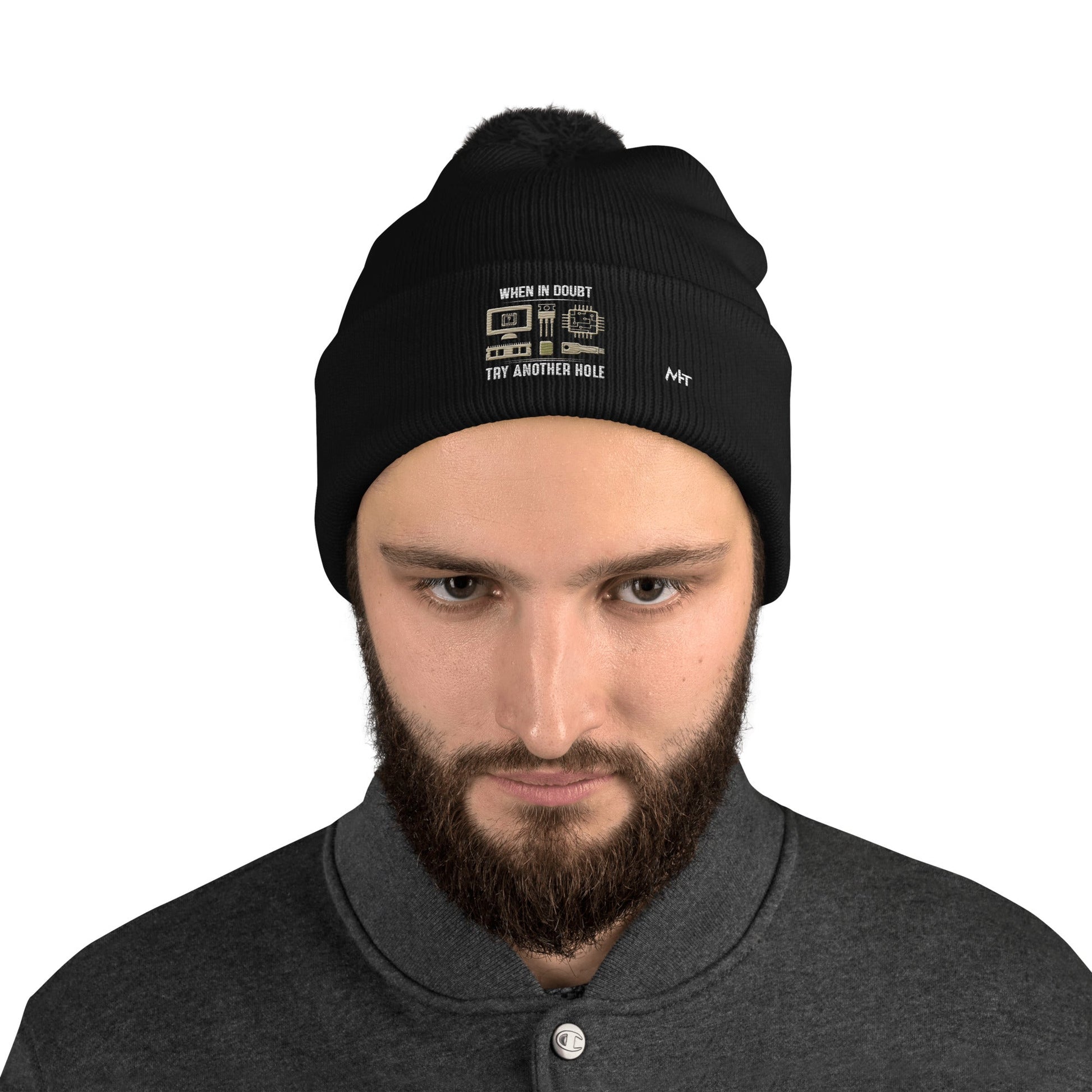 When in doubt, Try another hole V1 - Pom-Pom Beanie by DarkByteGear