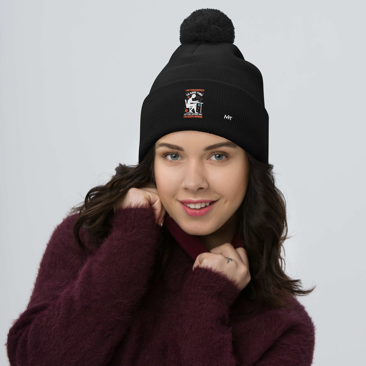 I am Programmer, to Save time, let's just Assume; I am never Wrong - Pom-Pom Beanie by DarkByteGear