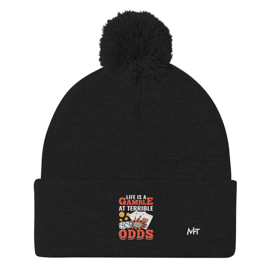 Life is a Gamble at terrible Odds - Pom-Pom Beanie by DarkByteGear