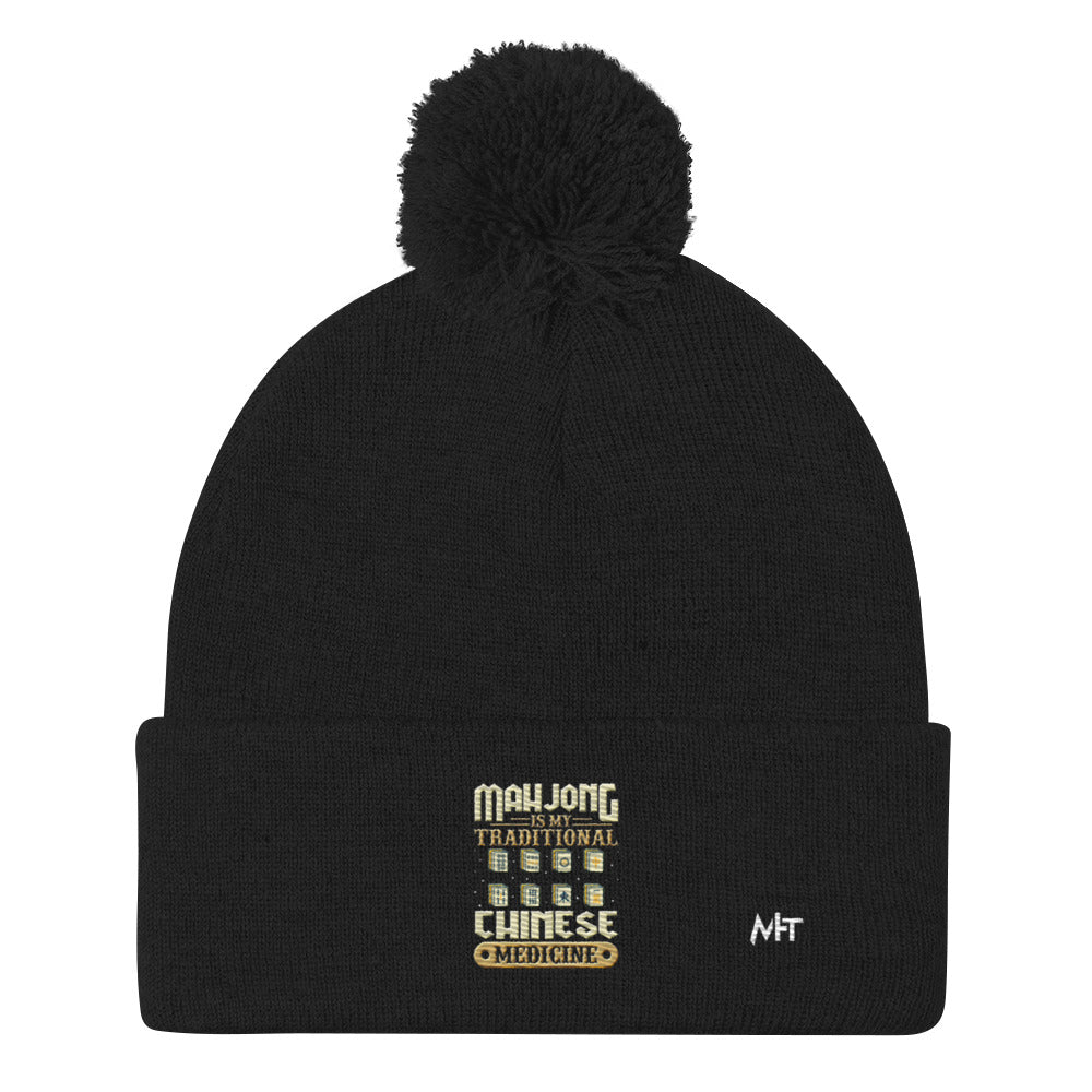 Mahjong is my Traditional Chinese Medicine - Pom-Pom Beanie by DarkByteGear
