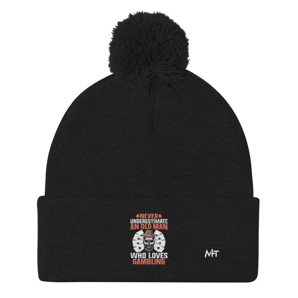 Never Underestimate an old man who Loves gambling - Pom-Pom Beanie by DarkByteGear