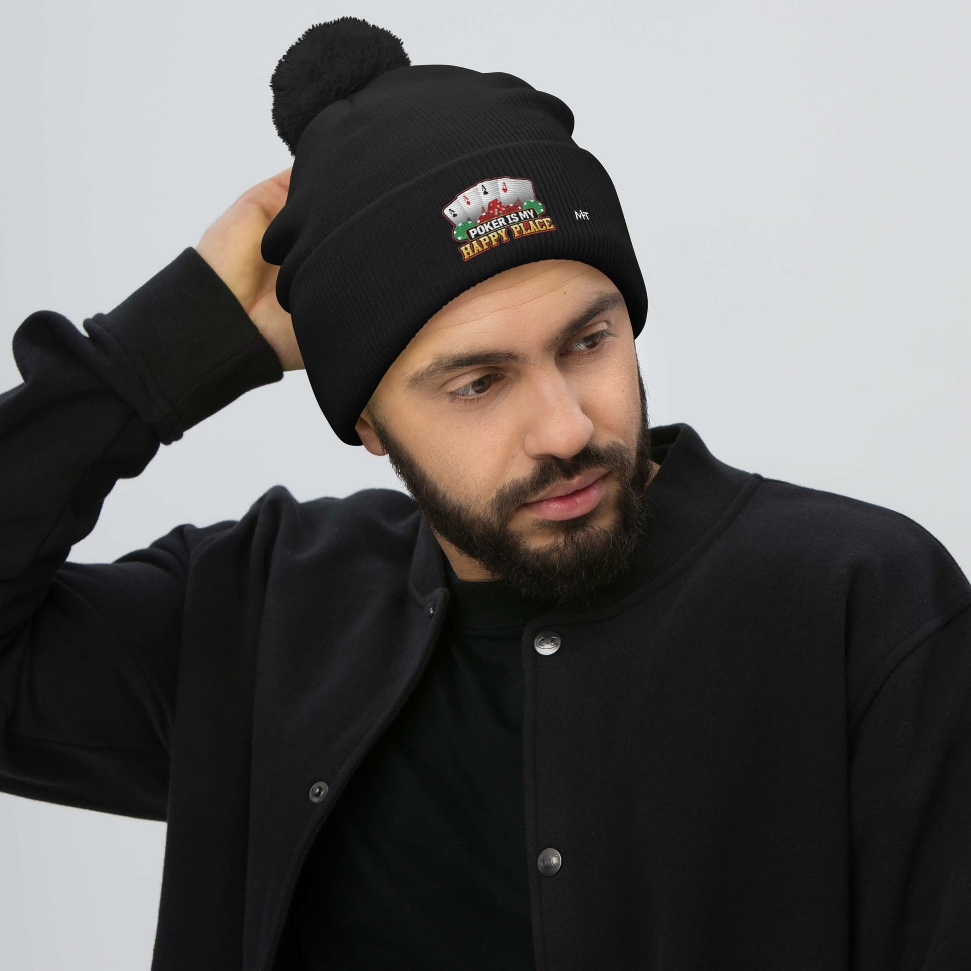 Poker Dad is like a Normal Dad but much Cooler - Pom-Pom Beanie by DarkByteGear