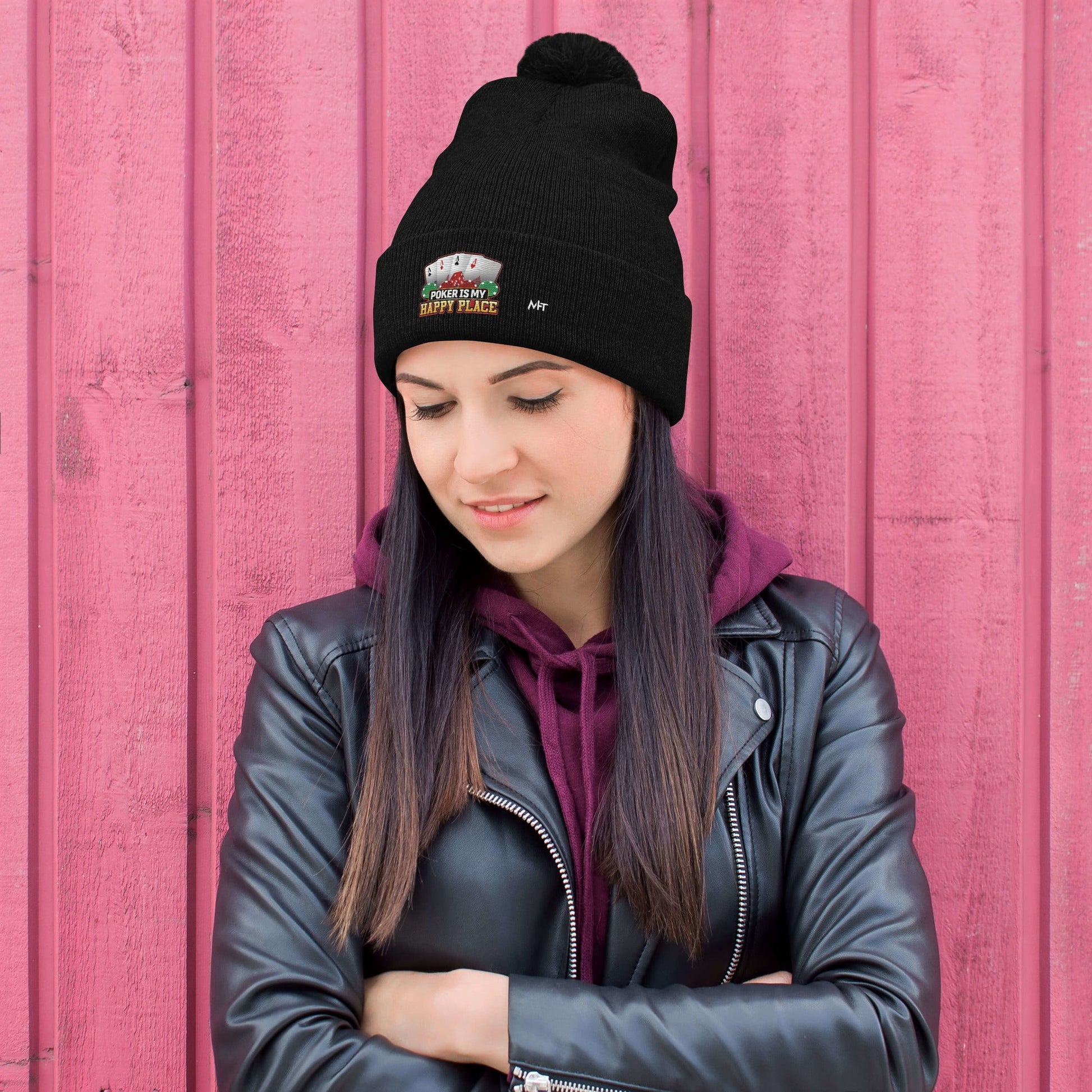 Poker Dad is like a Normal Dad but much Cooler - Pom-Pom Beanie by DarkByteGear