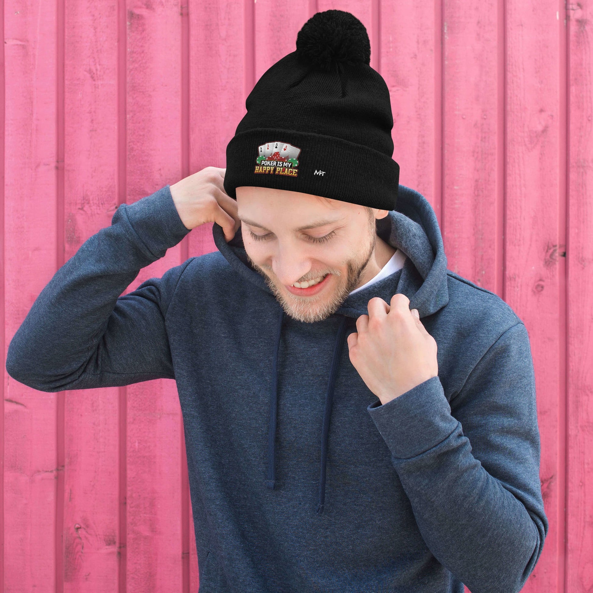 Poker Dad is like a Normal Dad but much Cooler - Pom-Pom Beanie by DarkByteGear