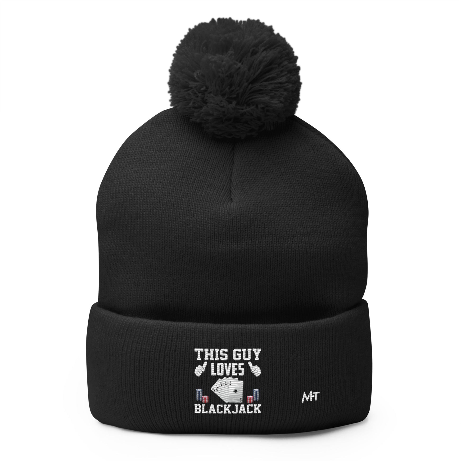 This Guy Loves Black Jack - Pom-Pom Beanie by DarkByteGear