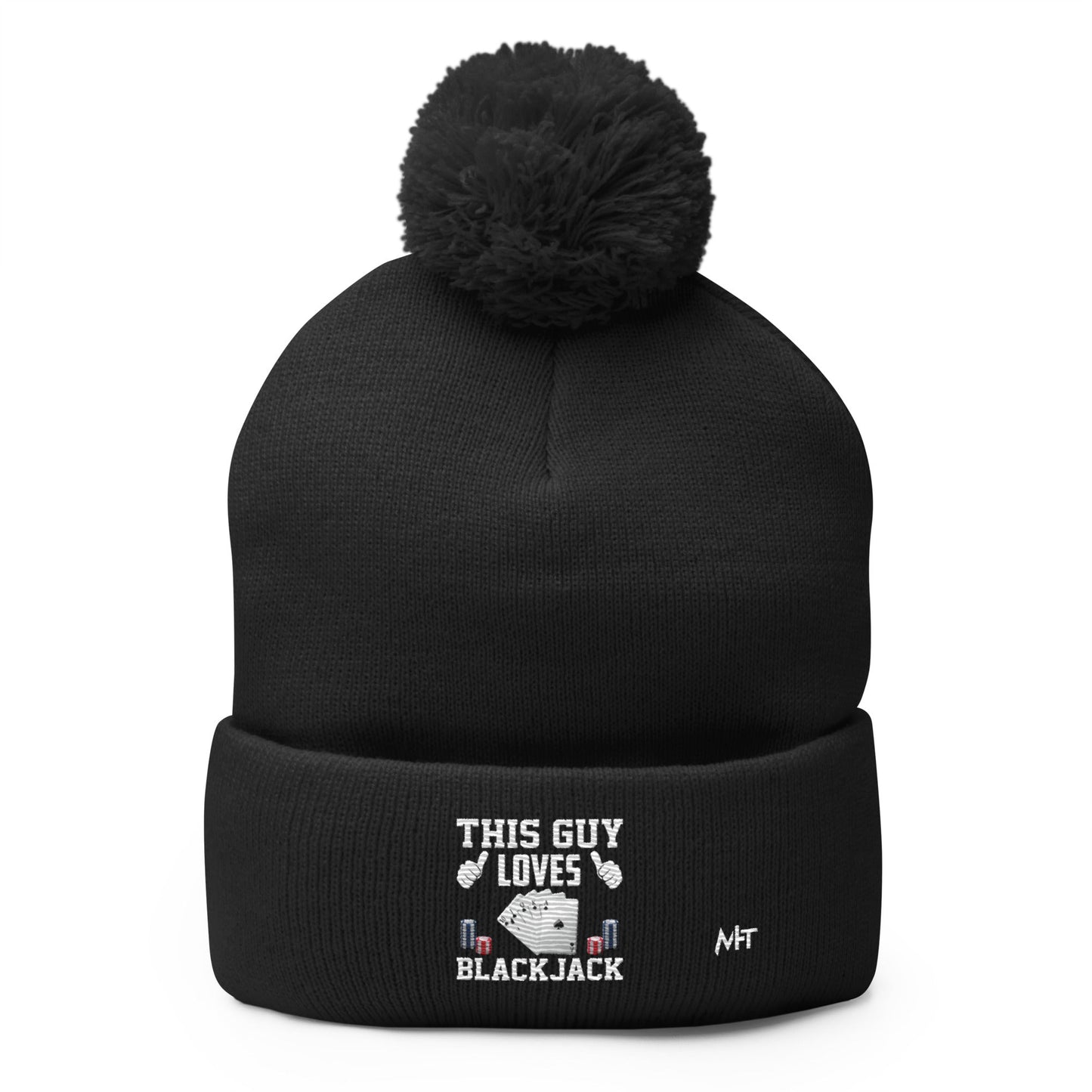 This Guy Loves Black Jack V1 - Pom-Pom Beanie by DarkByteGear