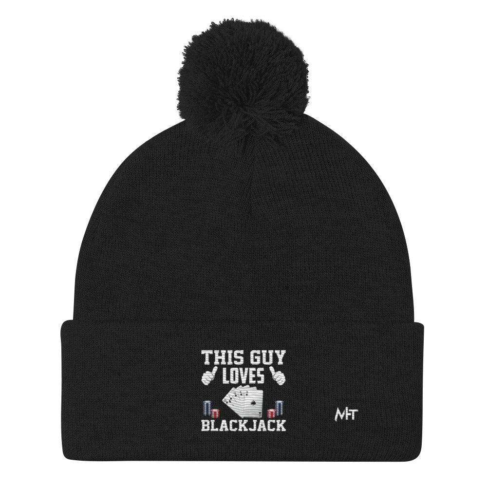 This Guy Loves Black Jack V1 - Pom-Pom Beanie by DarkByteGear
