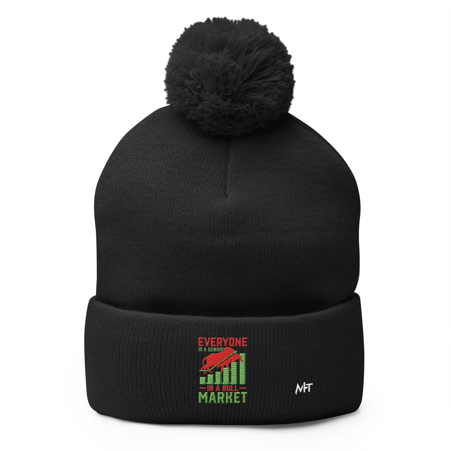 Everyone is a Genius in a Bull Market V1 - Pom-Pom Beanie by DarkByteGear