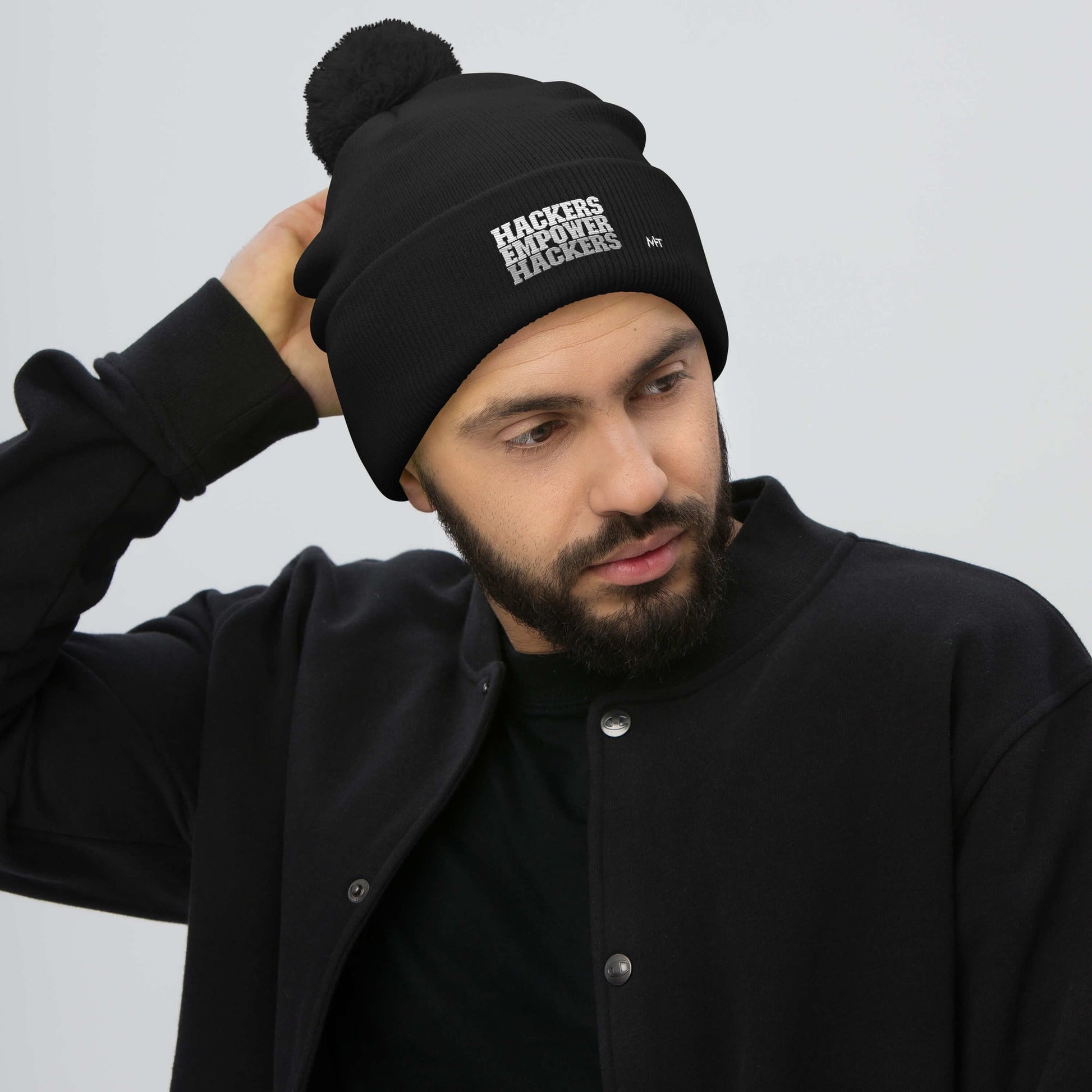 Hackers Empower Hackers V2 - Pom-Pom Beanie by DarkByteGear