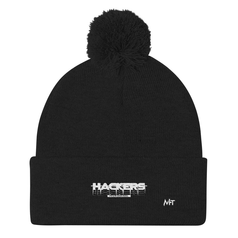 Hackers Empower Hackers V3 - Pom-Pom Beanie by DarkByteGear