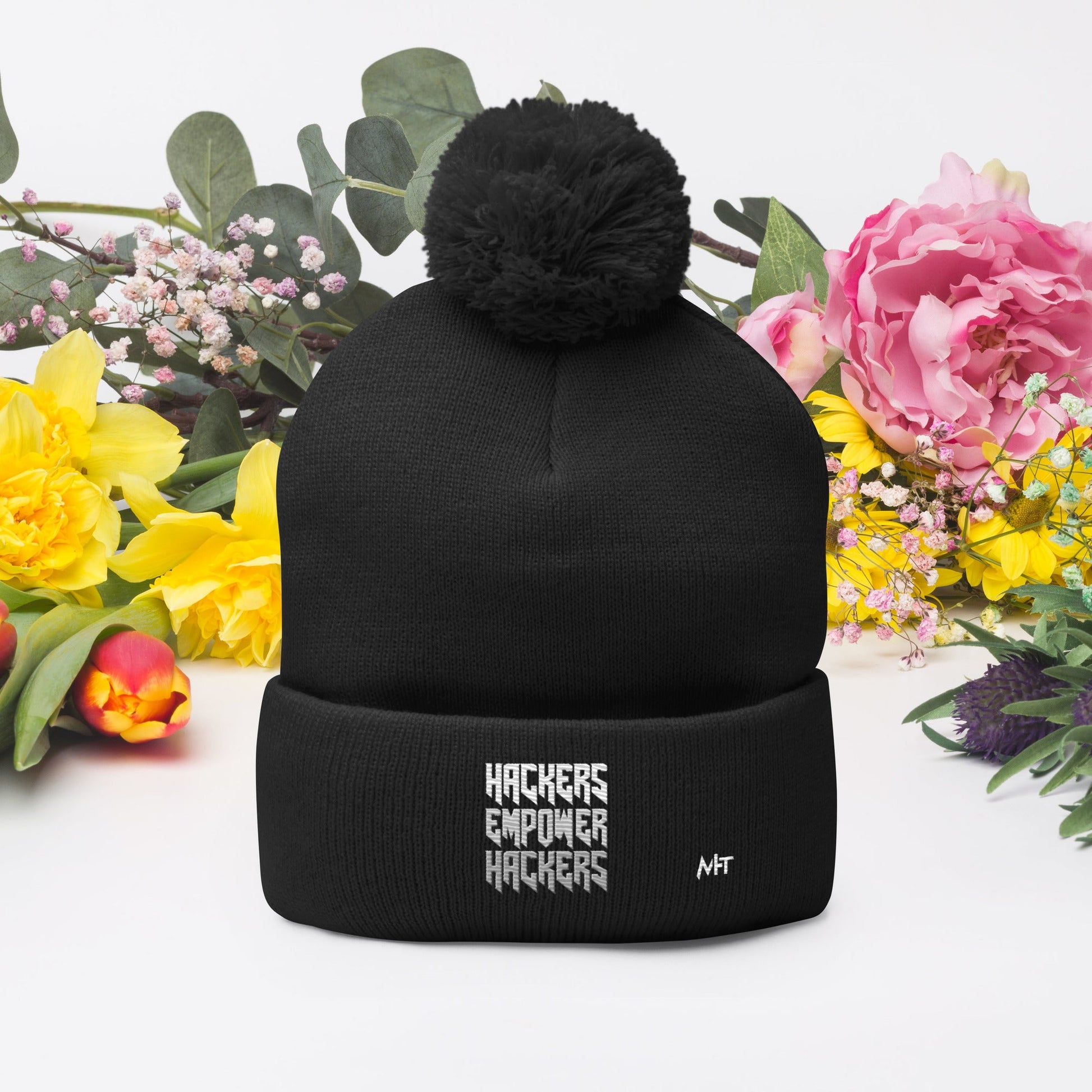 Hackers Empower Hackers V4 - Pom-Pom Beanie by DarkByteGear