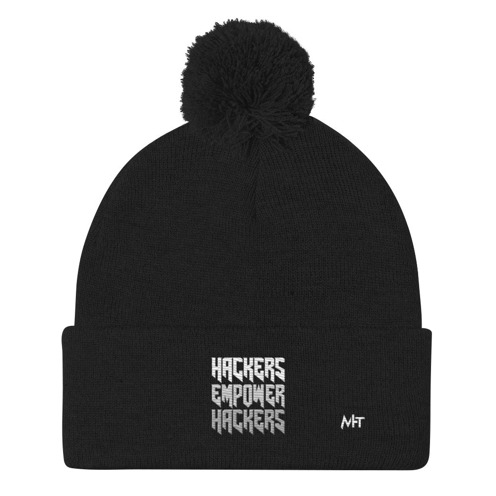 Hackers Empower Hackers V4 - Pom-Pom Beanie by DarkByteGear