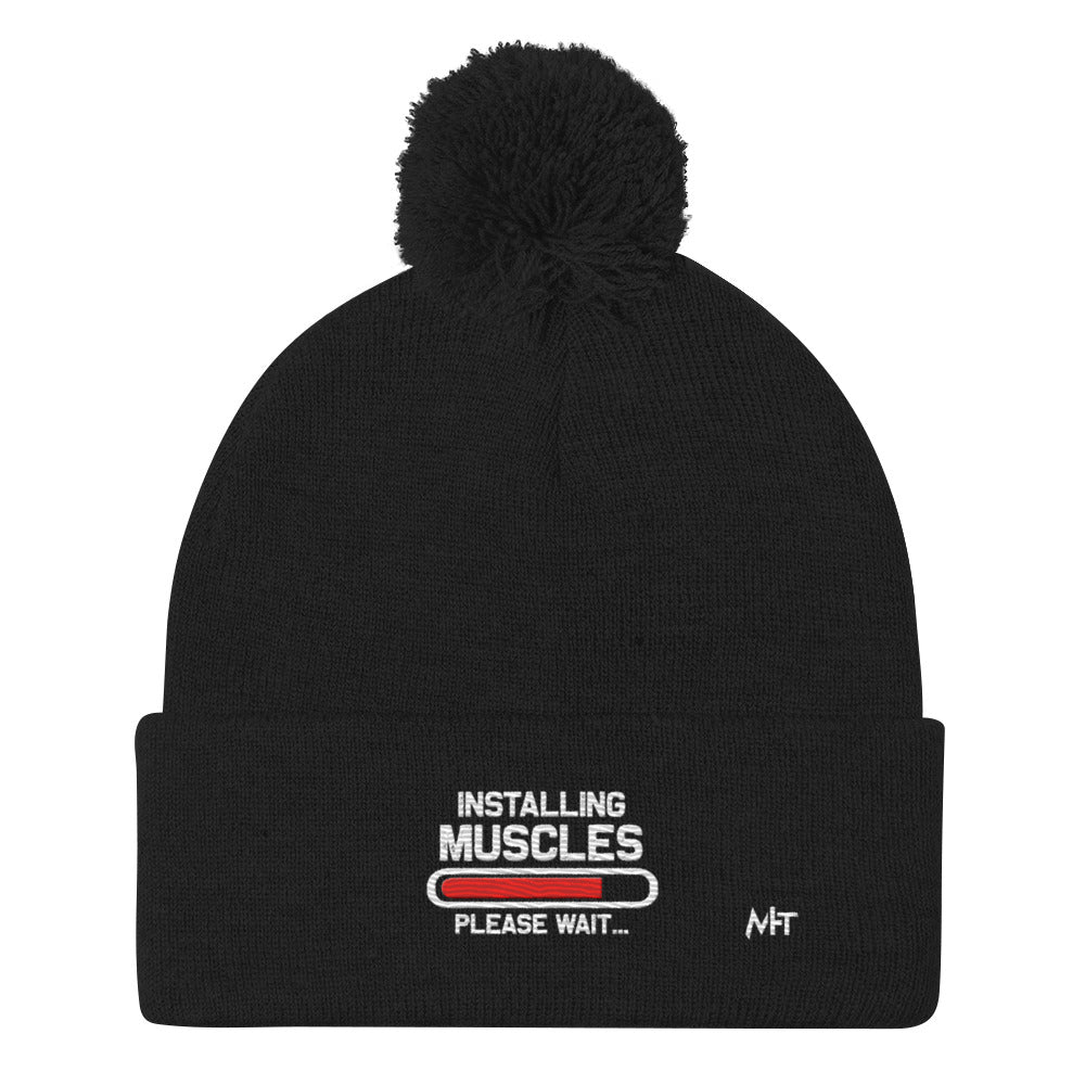 Installing Muscles Please Wait.... - Pom-Pom Beanie by DarkByteGear