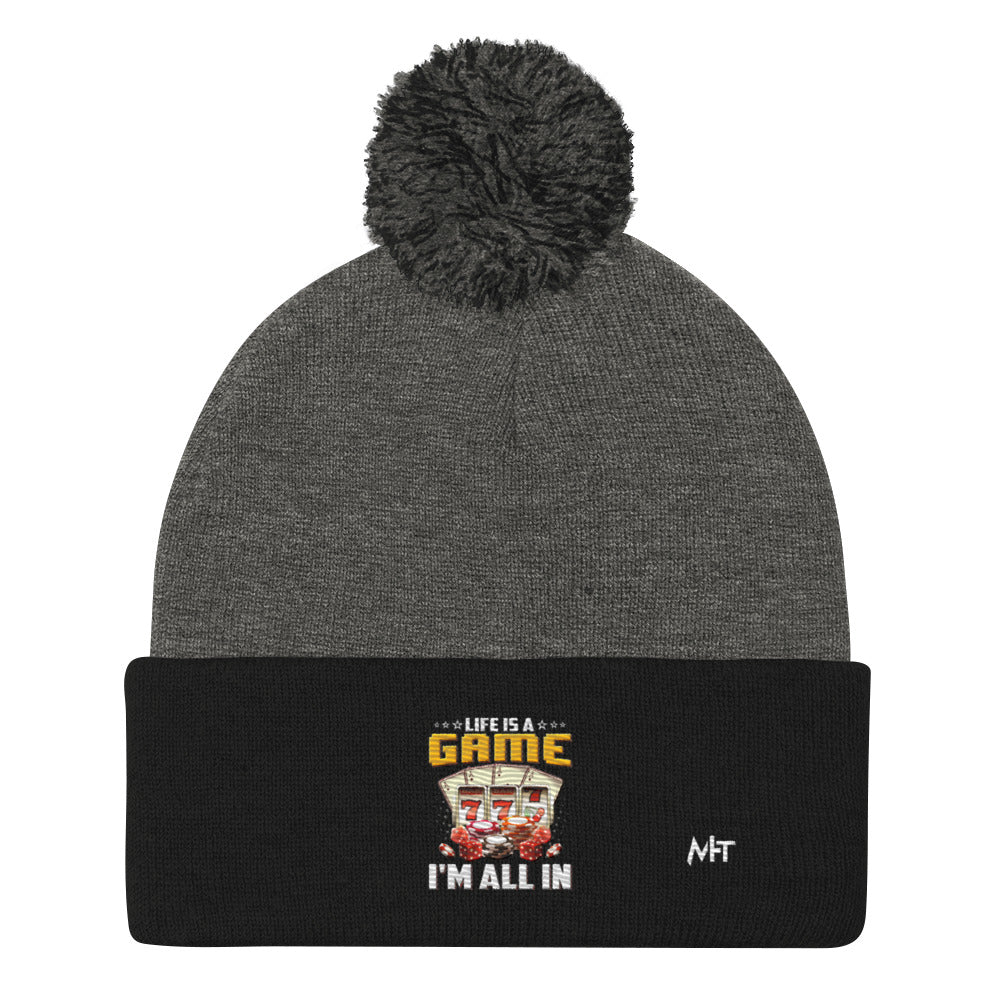 Life is a Game: I'm all in - Pom-Pom Beanie by DarkByteGear