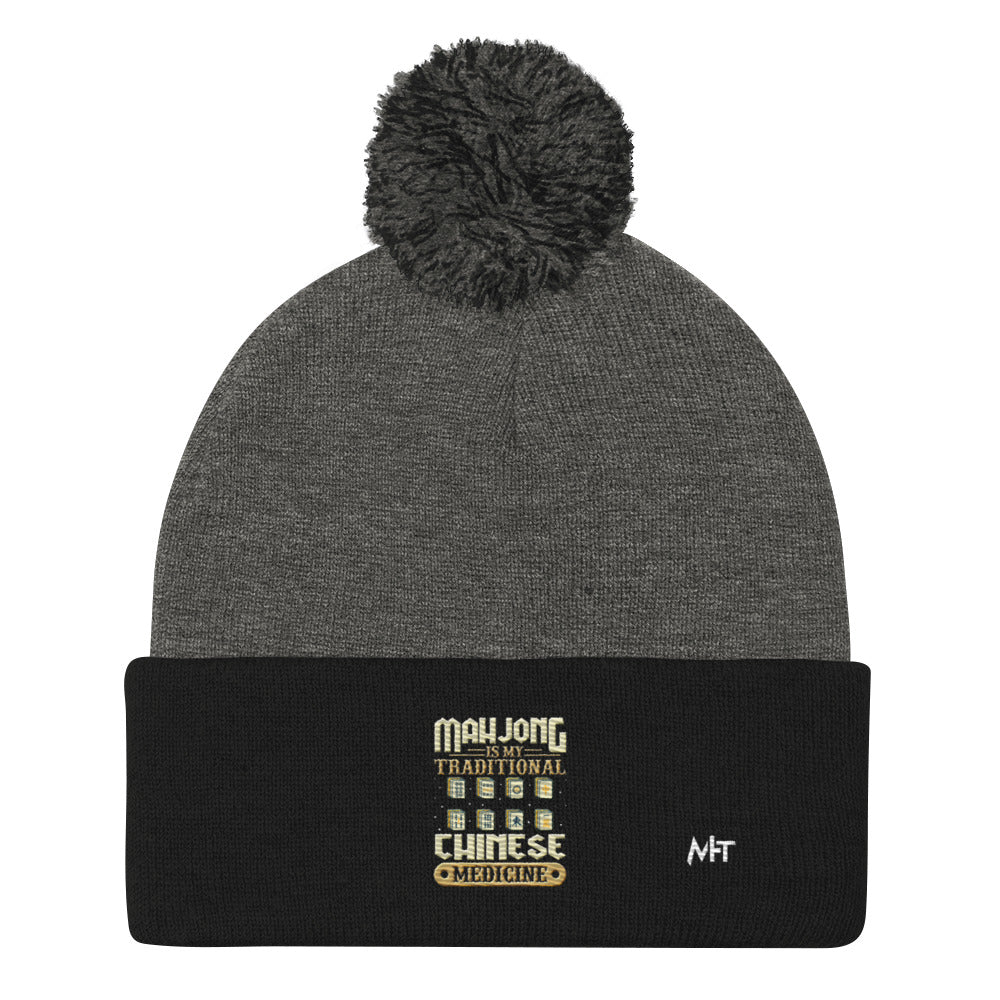 Mahjong is my Traditional Chinese Medicine - Pom-Pom Beanie by DarkByteGear