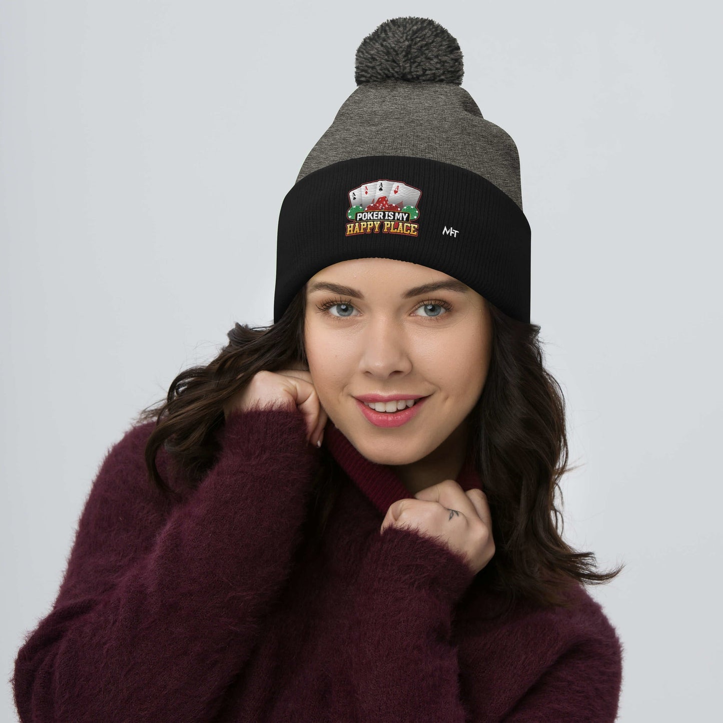 Poker Dad is like a Normal Dad but much Cooler - Pom-Pom Beanie by DarkByteGear