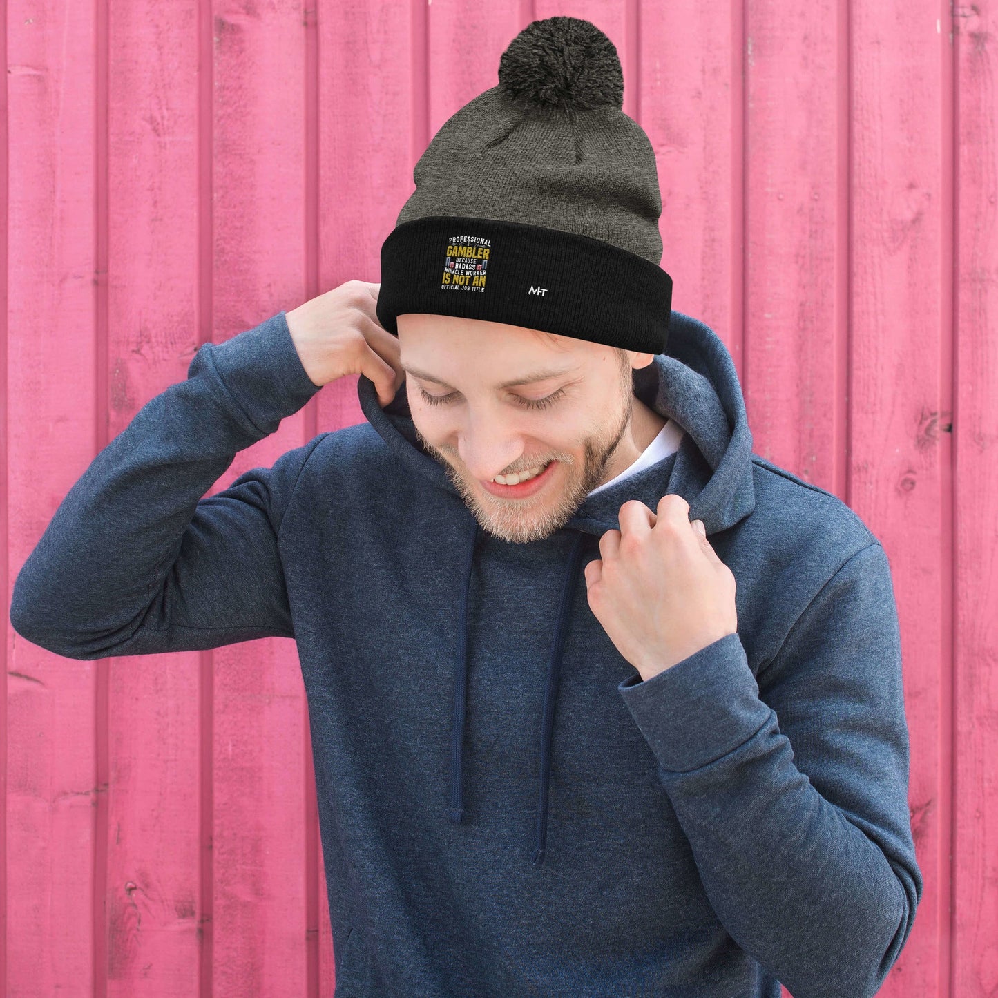 Professional Gambler because Badass Miracle Worker is an official Job Title - Pom-Pom Beanie by DarkByteGear