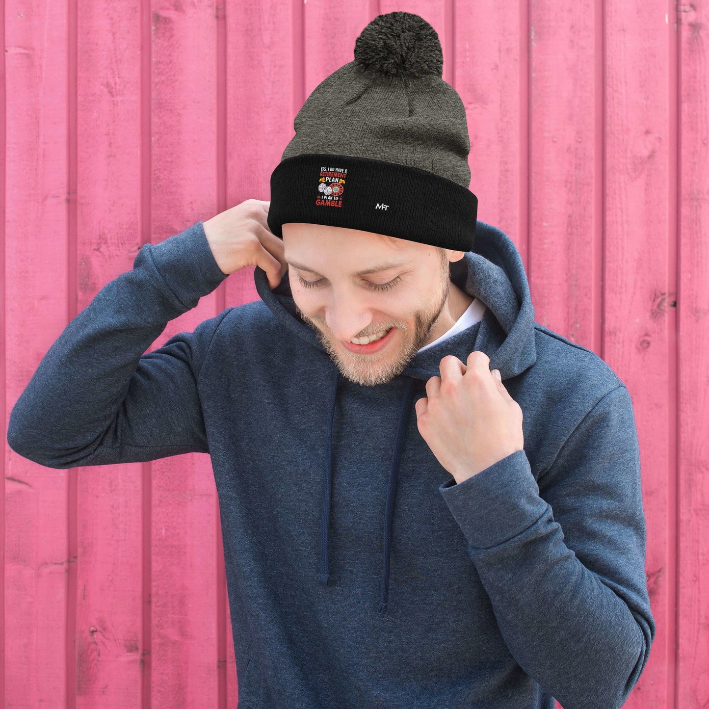 I Have a Retirement Plan; I Plan to Gamble - Pom-Pom Beanie by DarkByteGear