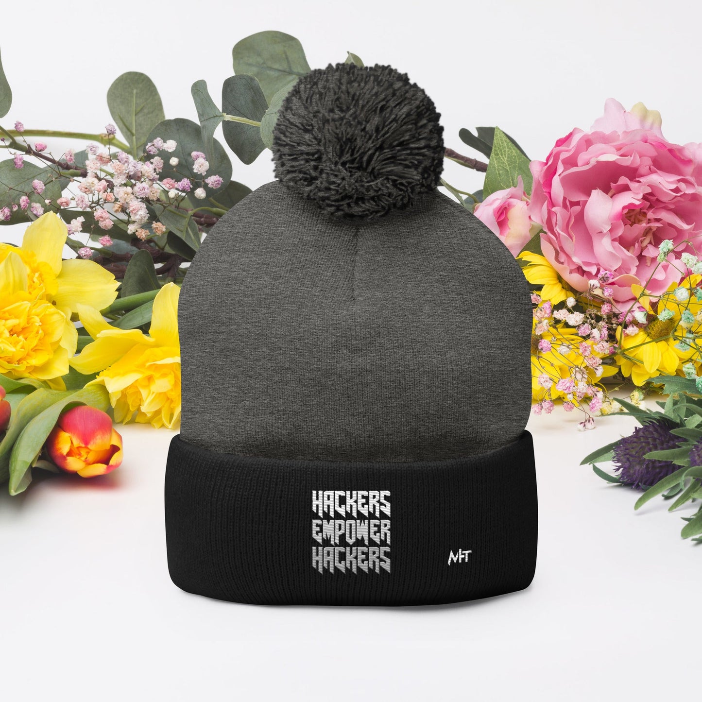 Hackers Empower Hackers V4 - Pom-Pom Beanie by DarkByteGear