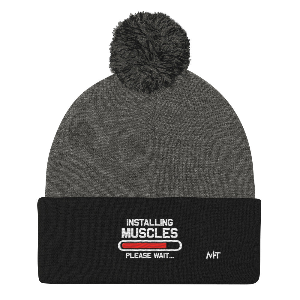 Installing Muscles Please Wait.... - Pom-Pom Beanie by DarkByteGear