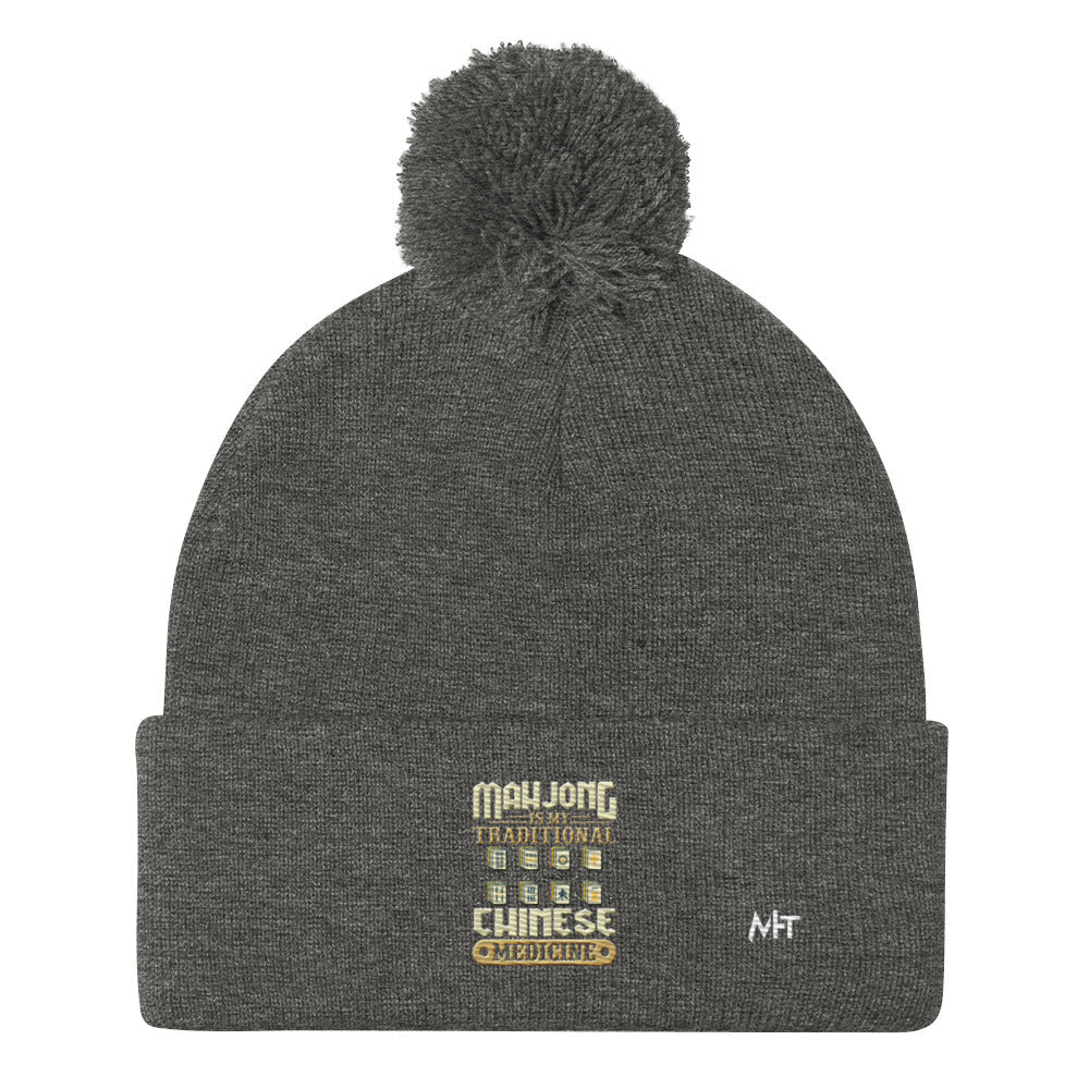 Mahjong is my Traditional Chinese Medicine - Pom-Pom Beanie by DarkByteGear