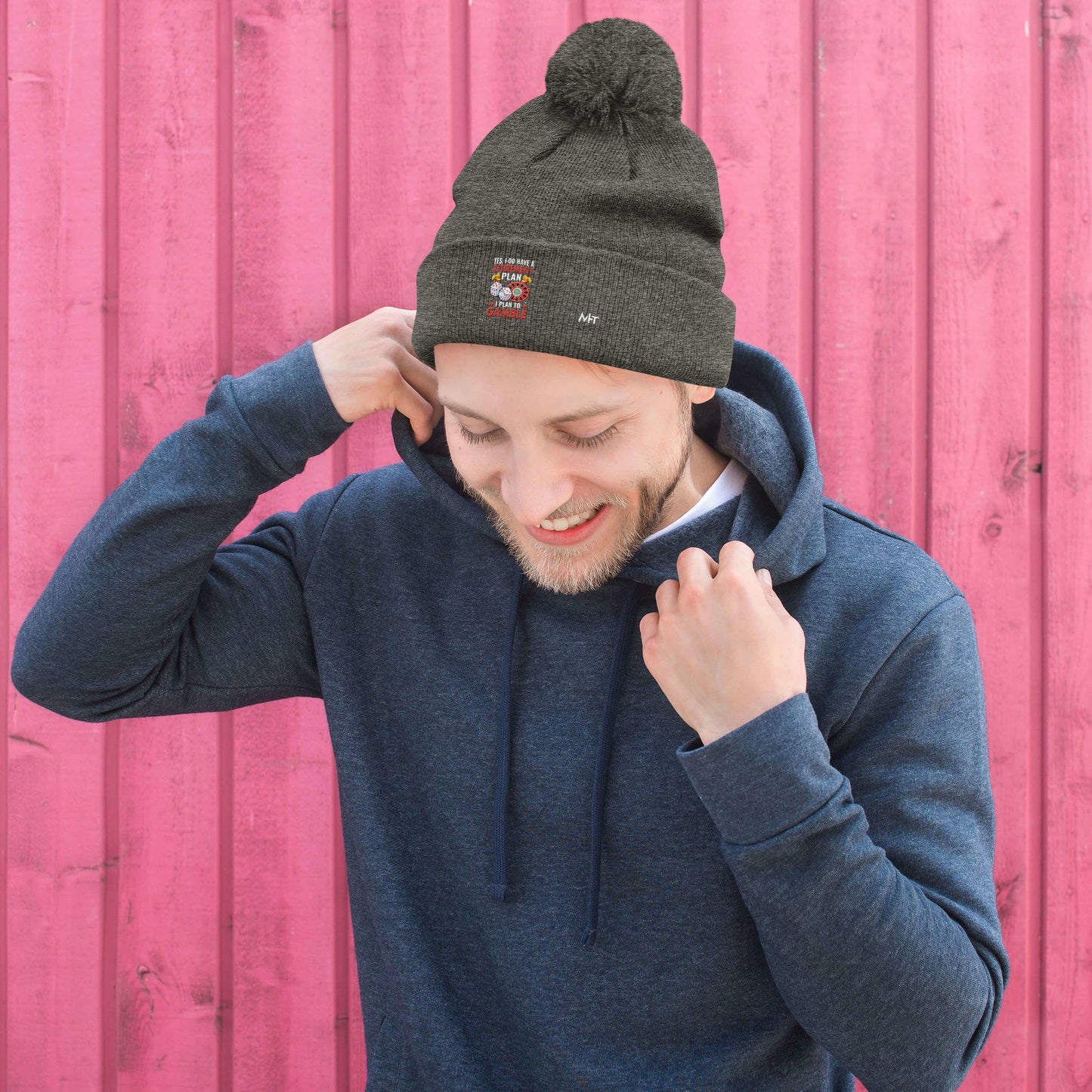 I Have a Retirement Plan; I Plan to Gamble - Pom-Pom Beanie by DarkByteGear