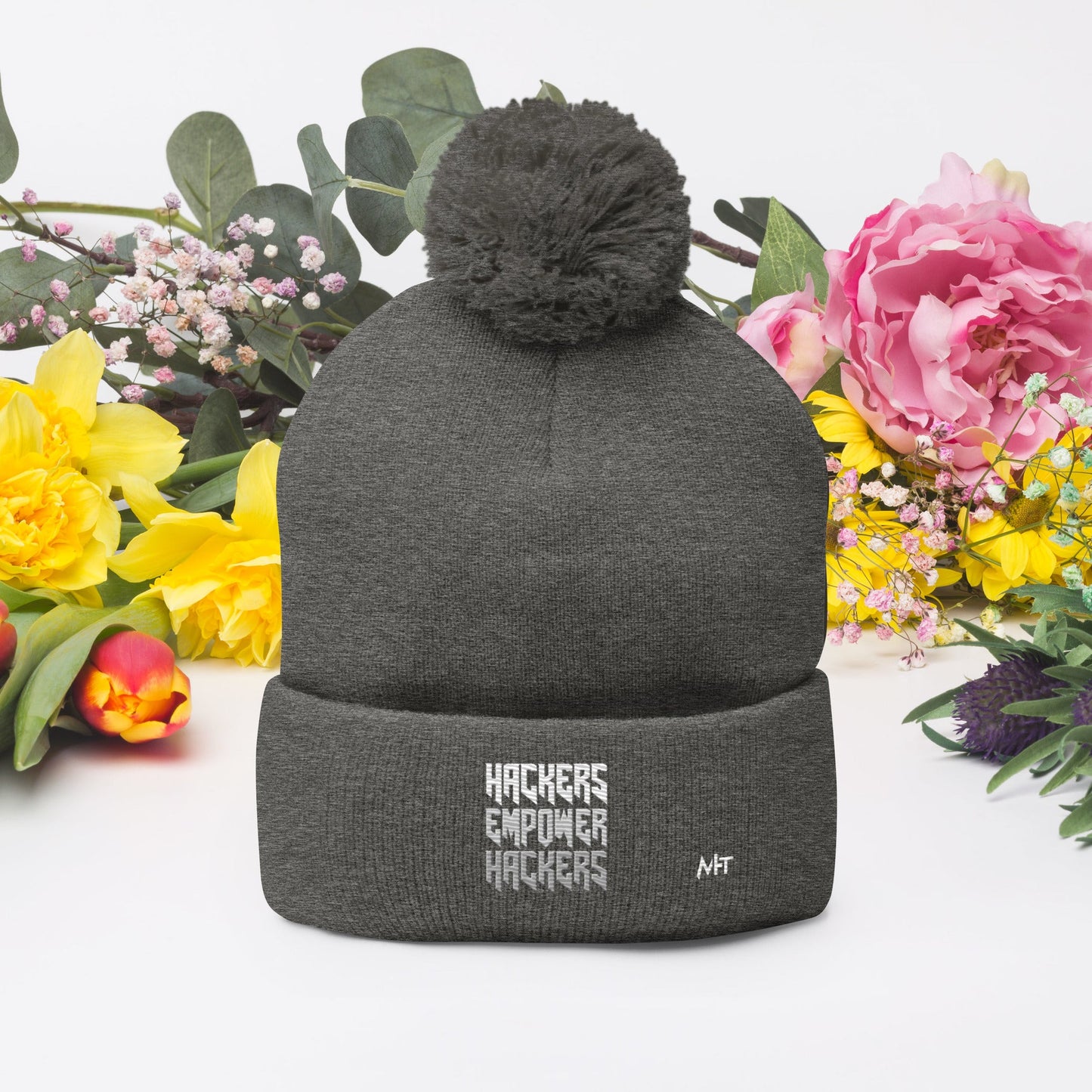 Hackers Empower Hackers V4 - Pom-Pom Beanie by DarkByteGear