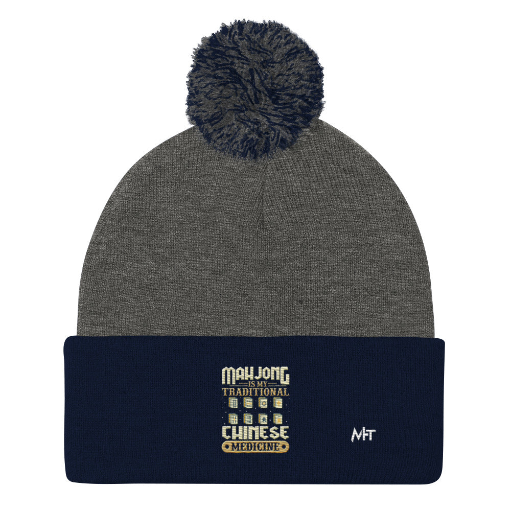Mahjong is my Traditional Chinese Medicine - Pom-Pom Beanie by DarkByteGear