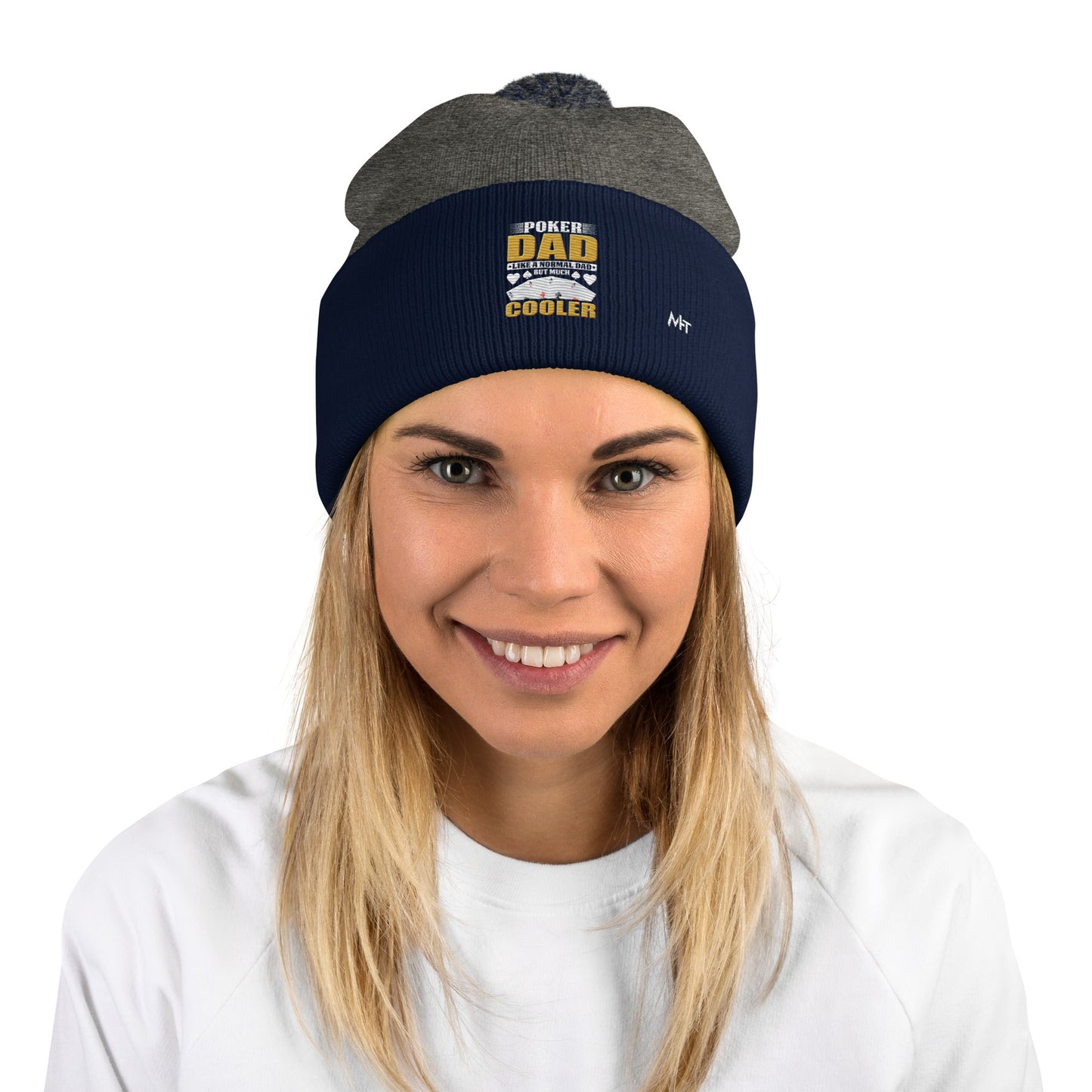 Poker Dad is like a Normal Dad but much Cooler - Pom-Pom Beanie by DarkByteGear