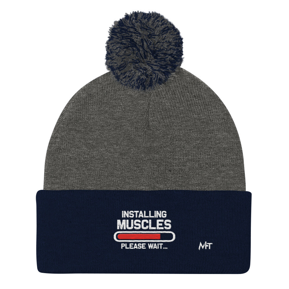 Installing Muscles Please Wait.... - Pom-Pom Beanie by DarkByteGear