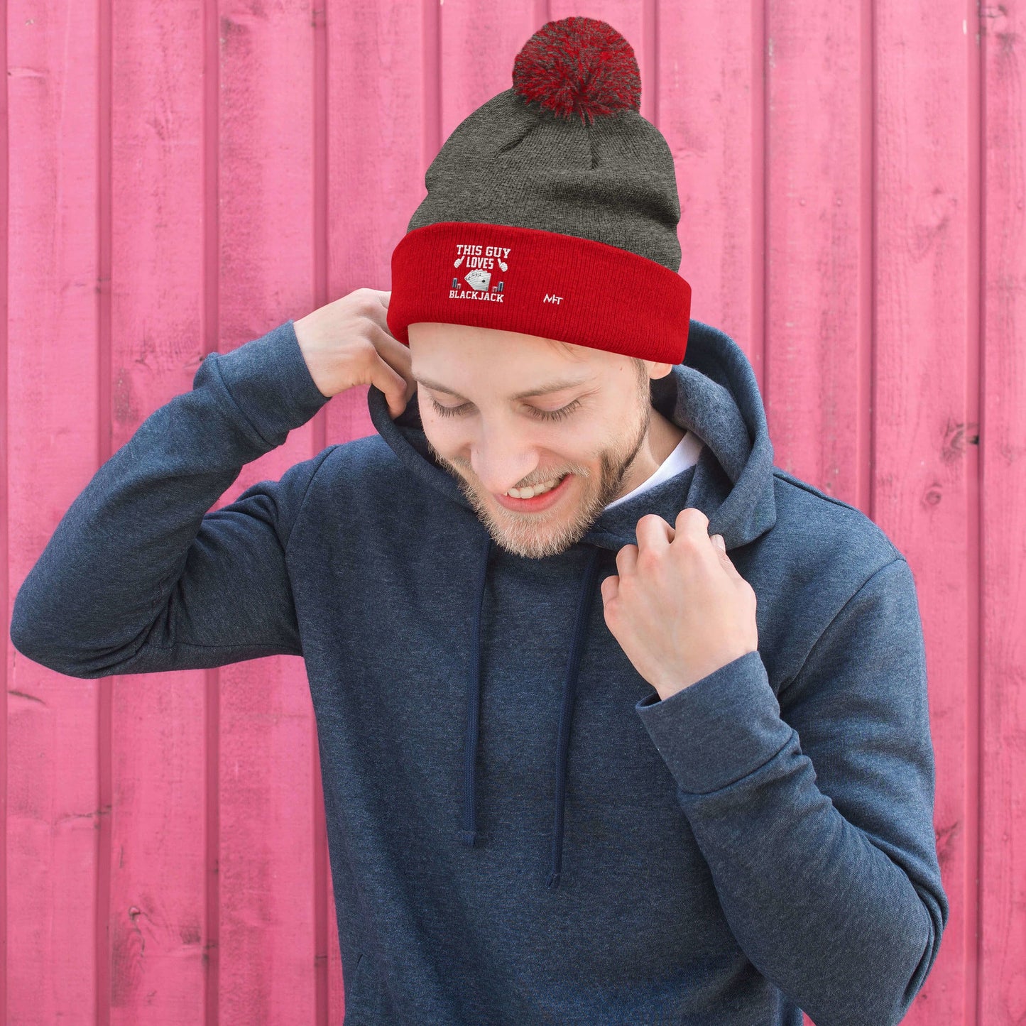 This Guy Loves Black Jack - Pom-Pom Beanie by DarkByteGear