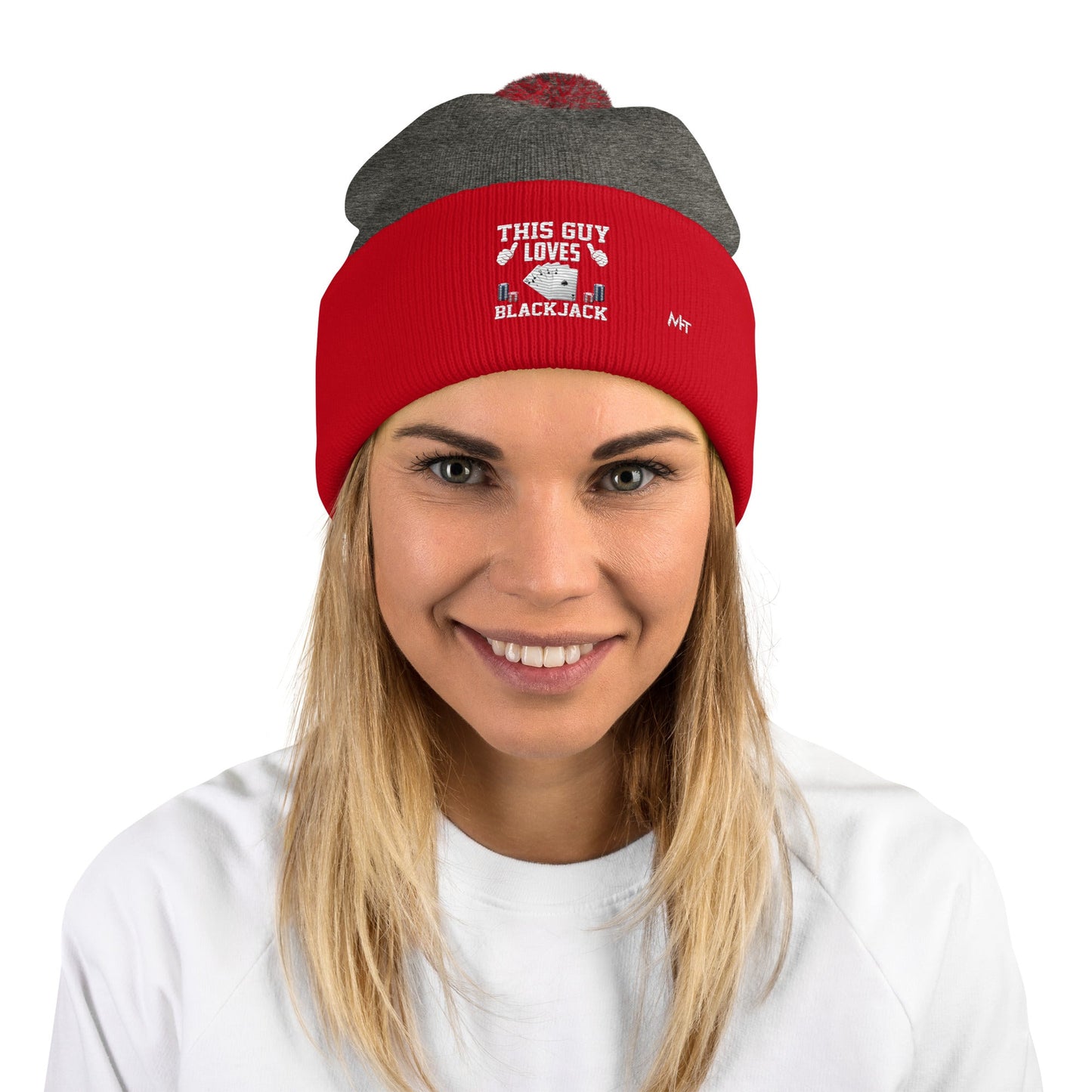 This Guy Loves Black Jack V1 - Pom-Pom Beanie by DarkByteGear