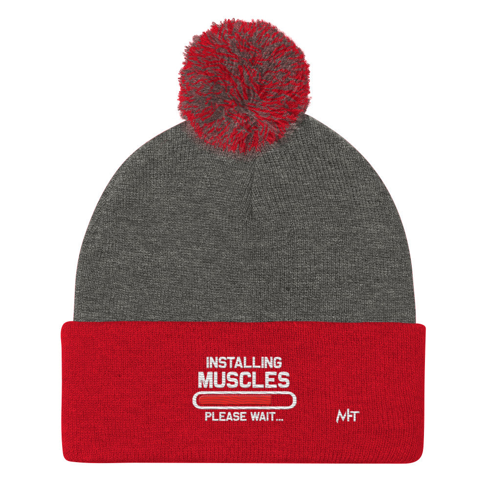 Installing Muscles Please Wait.... - Pom-Pom Beanie by DarkByteGear