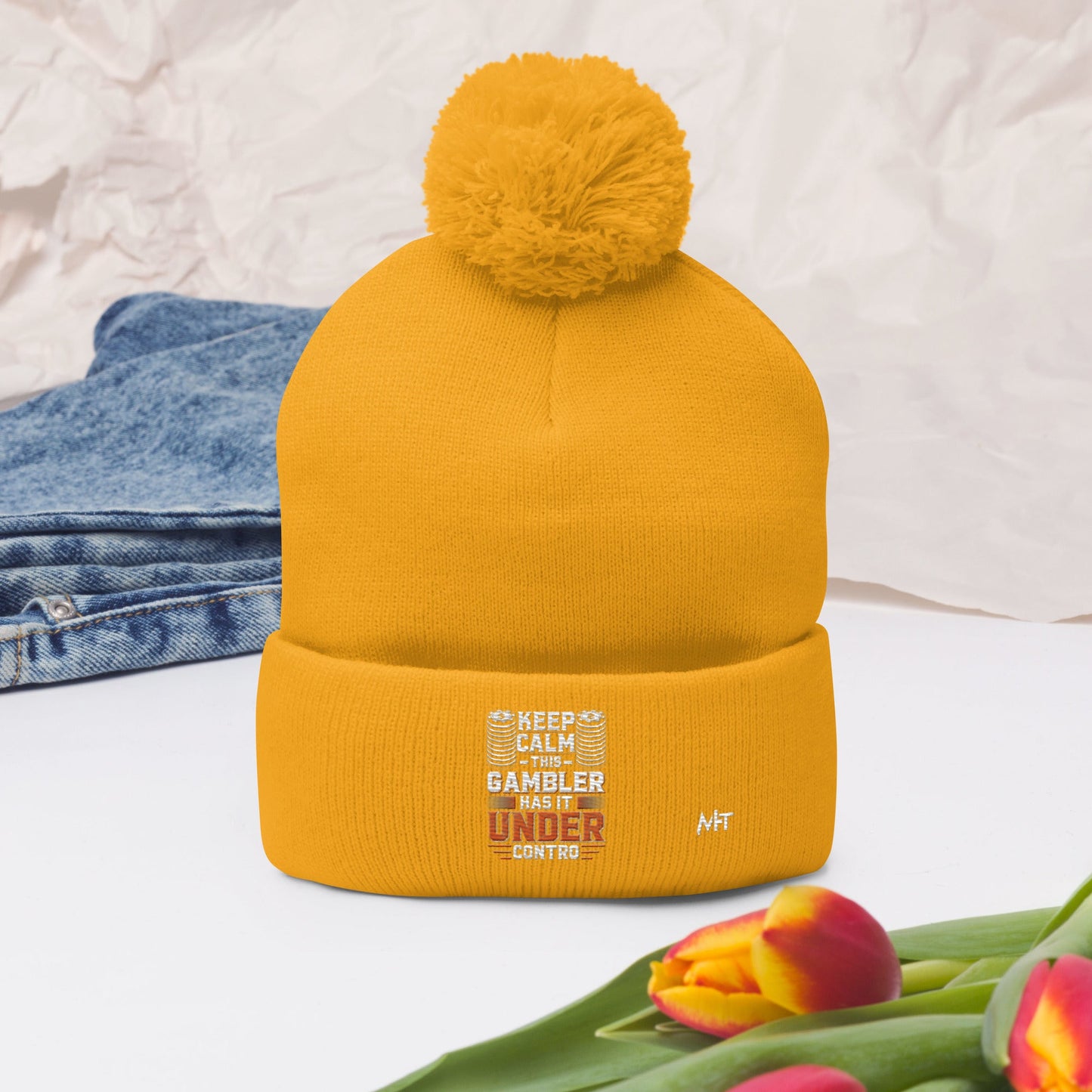 Keep Calm: This Gambler Has it under Control - Pom-Pom Beanie by DarkByteGear